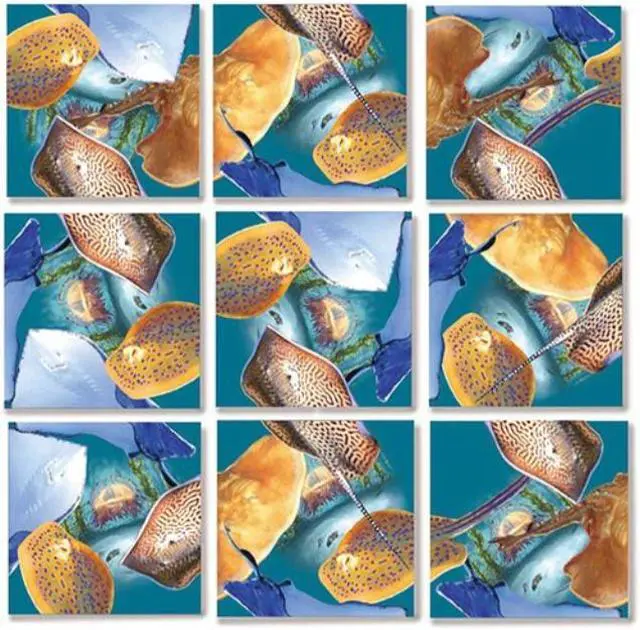 Alt view image 3 of 3 - B Dazzle Stingrays Scramble Squares 9 Piece Puzzle