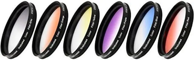 Alt view image 7 of 12 - Vivitar 52mm Graduated Color Multicoated Filter Set (Red, Yellow, Blue, Orange, Gray, Purple & Case)