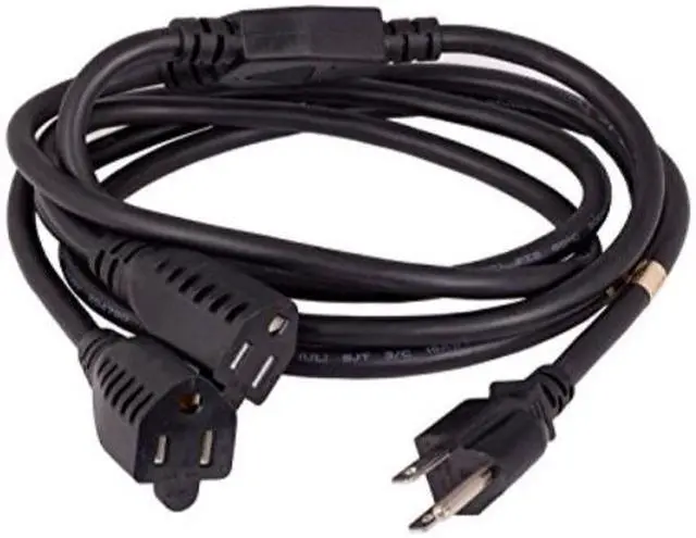 Alt view image 2 of 11 - Cable Leader Power Cord Splitter Cable for 2 NEMA 5-15R to 1 NEMA 5-15P (72 inches / 16 AWG)