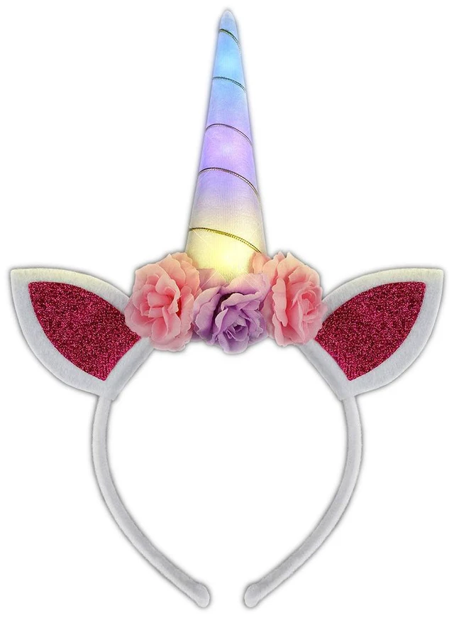 Alt view image 3 of 3 - Light Up Color Change Unicorn Horn Flower Headband