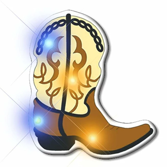 Alt view image 3 of 4 - Blinkee 3335000 Brown Cowboy Boot Flashing Body Light Lapel Pins