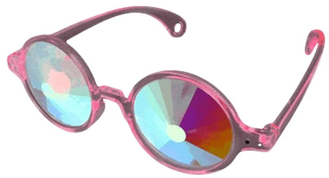 Main image of Clear Pink Frame Far Out Kaleidoscope Wheel of Wonder Lense Glasses