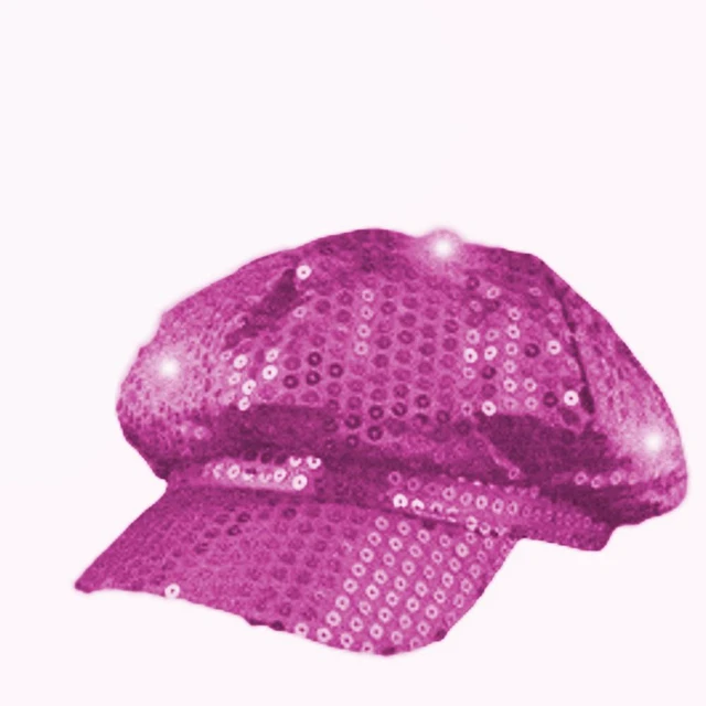 Main image of Sequin LED Newsboy Cap Pink