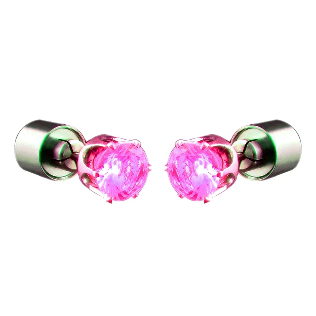 Alt view image 2 of 4 - Blinkee 675020 LED Faux Diamond Pierced Earrings, Pink