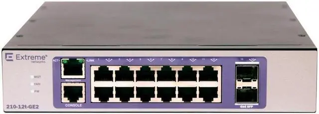 Alt view image 9 of 14 - Extreme Networks - 16566 - Extreme Networks 210-12t-GE2 Ethernet Switch - 12 Ports - Manageable - 3 Layer Supported -