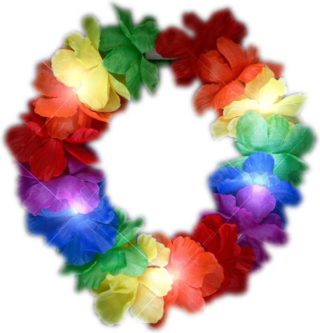 Alt view image 3 of 4 - Light Up Rainbow Hawaiian Stretch Flower Crown