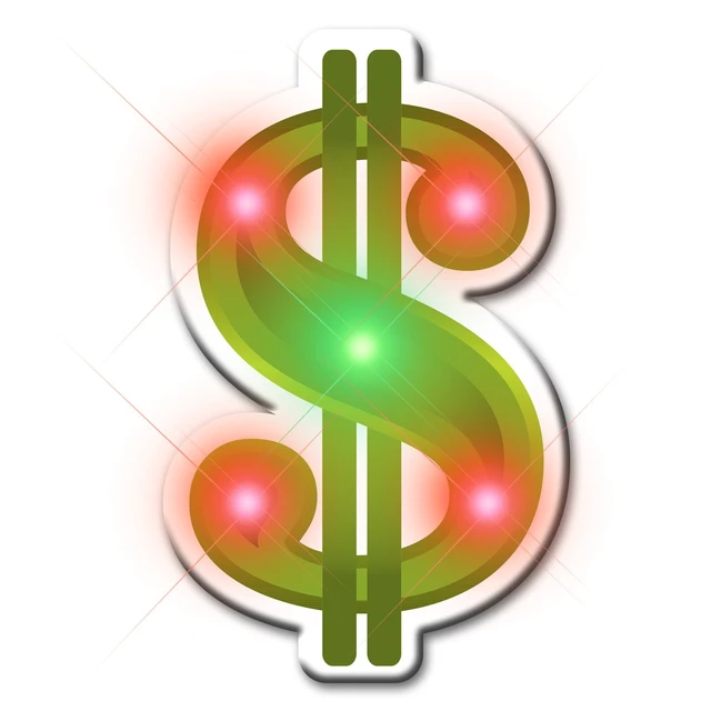Alt view image 3 of 3 - Blinkee 3225000 Dollar Sign Flashing Body Light Lapel Pins