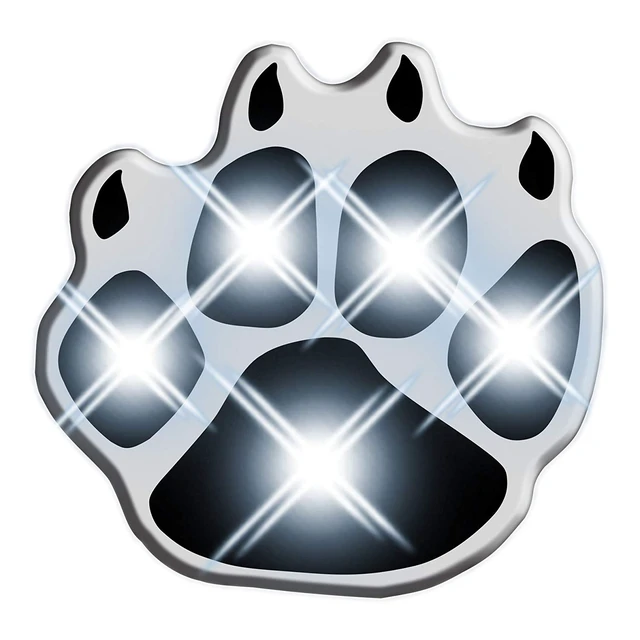 Alt view image 3 of 4 - Blinkee 3479000 White Pawprint Flashing Body Light Lapel Pins