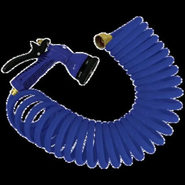Alt view image 2 of 10 - Whitecap 25' Blue Coiled Hose w/Adjustable Nozzle