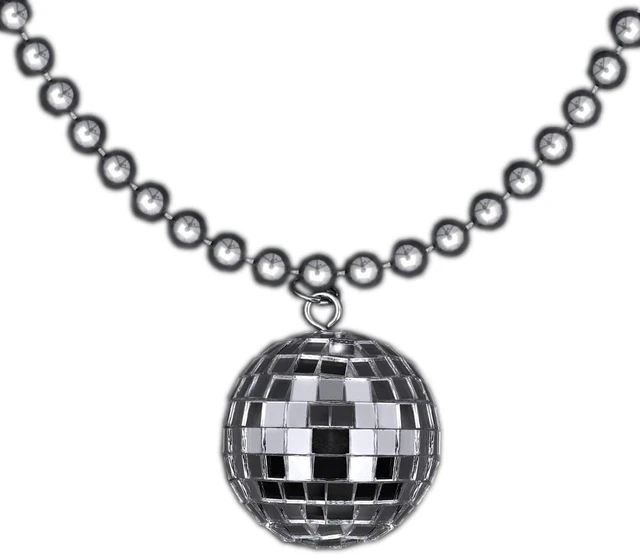 Main image of Disco Ball Charm Necklace On Silver Beads