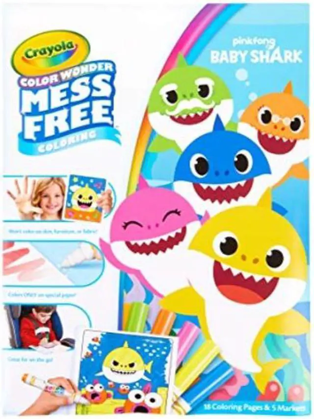 Main image of Crayola Baby Shark Wonder Pages Mess Free Coloring Gift, Kids Indoor Activities at Home