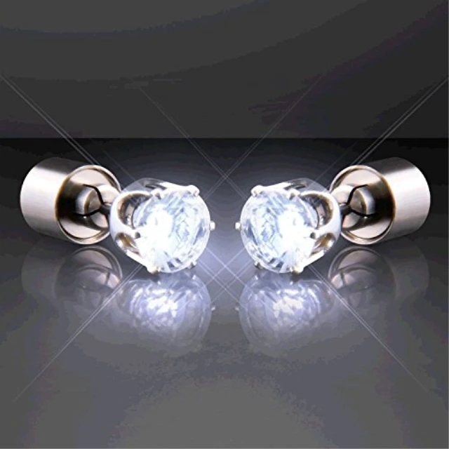 Alt view image 3 of 4 - Blinkee 675030 LED Faux Diamond Pierced Earrings, White