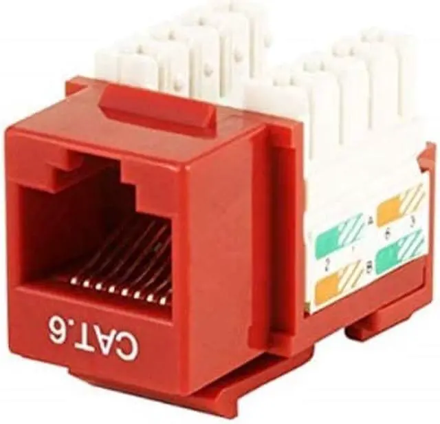 Alt view image 5 of 10 - Monoprice Cat6 Punch Down Keystone Jack for 22-24AWG Solid Wire, Red