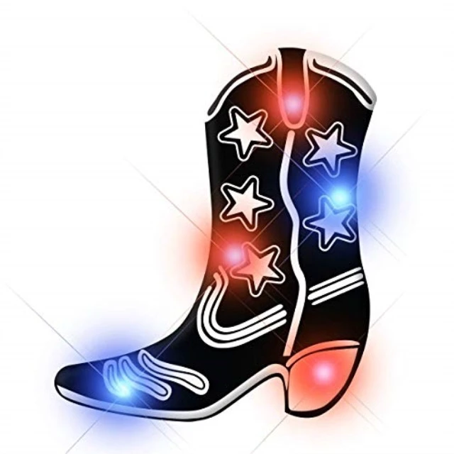 Alt view image 3 of 3 - Blinkee 3345000 Black Cowboy Boot Flashing Body Light Lapel Pins
