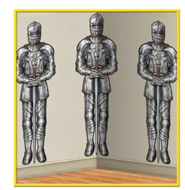 Alt view image 4 of 5 - Beistle 4' x 30' Wall Of Knights Backdrop 52123