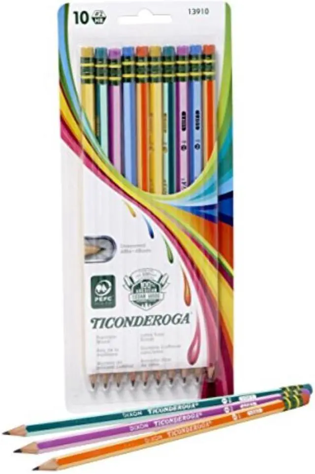 Alt view image 5 of 8 - Dixon Ticonderoga Wood-Cased Pencils, #2 HB, Presharpened, Striped Barrels, Box of 10 (13910)