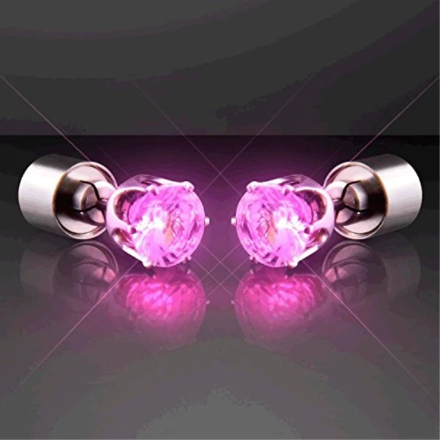Alt view image 3 of 4 - Blinkee 675020 LED Faux Diamond Pierced Earrings, Pink