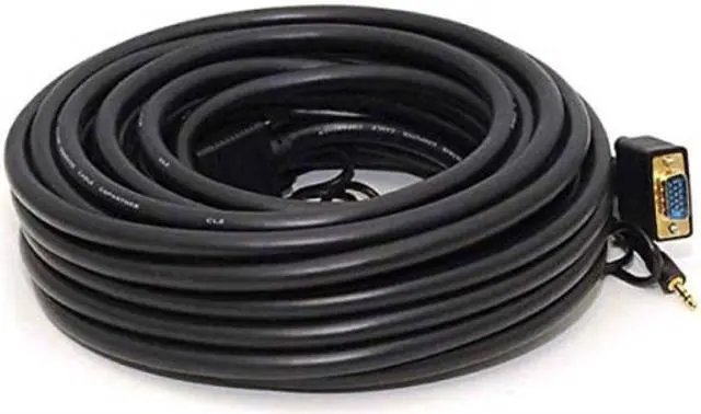 Alt view image 3 of 7 - Monoprice Super VGA Cable - 50 Feet - HD15 Male/Male with Stereo Audio and Triple Shielding (Gold Plated)