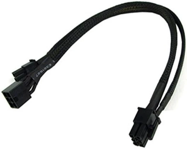 Alt view image 6 of 7 - PCI-E power adaptor 6pin -> 8pin PCI-E (or 6pin + 2) 30cm - black