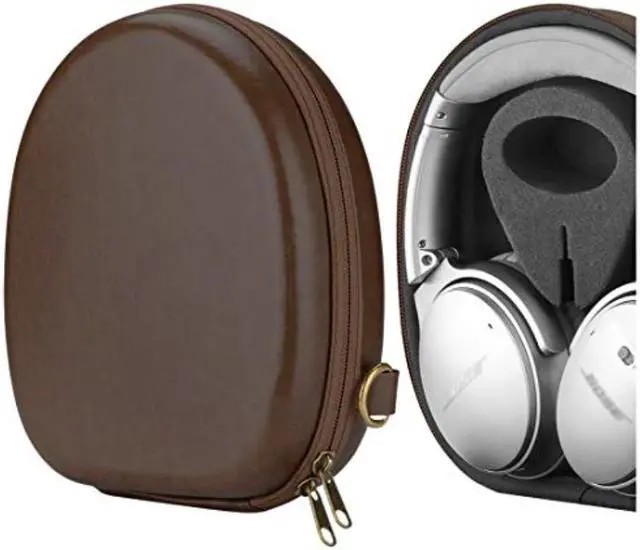 Alt view image 9 of 9 - Geekria Shield Headphones Case Compatible with Bose QC45, QC 35 II Gaming, QC 35 II, QC 35 Case Replacement Hard Shell Travel Carrying Bag with Cable Storage (Brown)