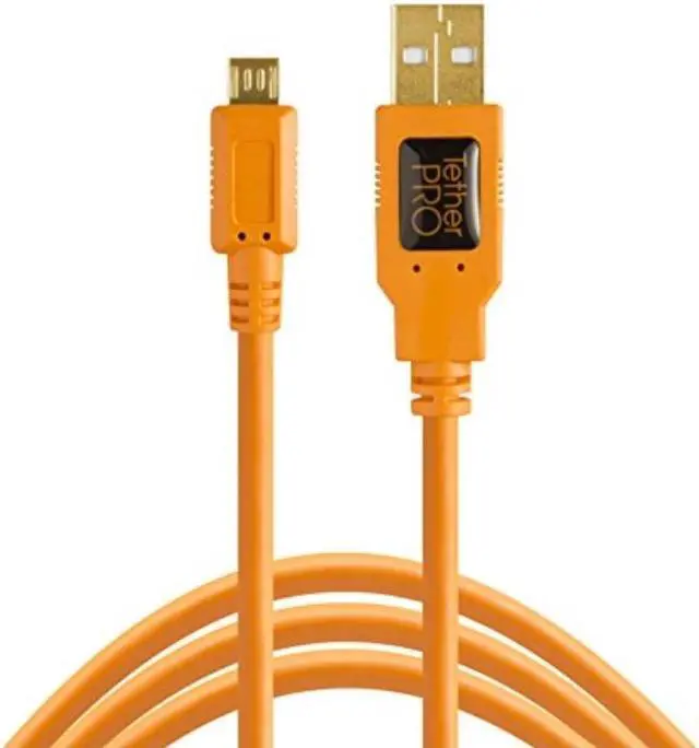 Alt view image 14 of 17 - Tether Tools Tether Tools TetherPro USB 2.0 to Micro-B 5-Pin   Cable, 15' (4.6m), High-Visibility Orange
