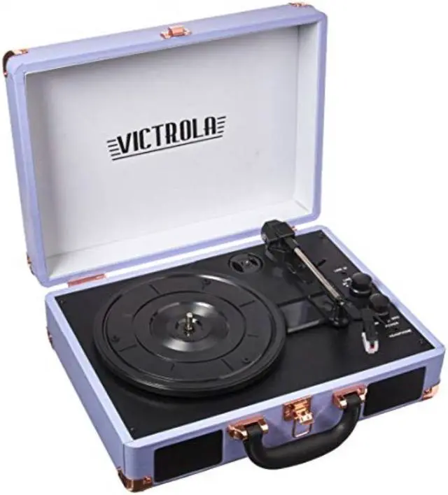 Alt view image 2 of 2 - Victrola Vintage 3-Speed Bluetooth Suitcase Turntable with Speakers Lavender