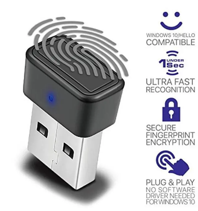 Alt view image 3 of 3 - TNP Nano USB Fingerprint Reader for Windows 10 Hello - Security Key Biometric Fingerprint Scanner Sensor Dongle Module For Instant Touch Acess Password-free Login, Sign-in, Lock, Unlock PC & Laptops