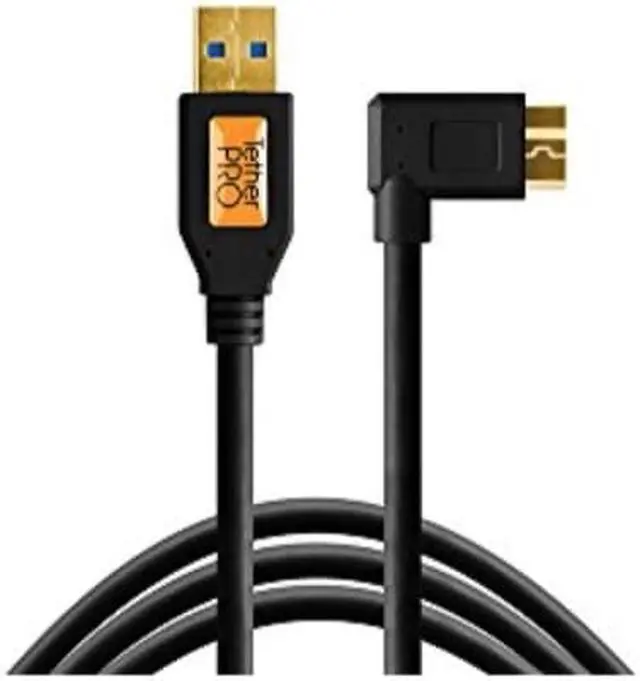Alt view image 6 of 7 - Tether Tools TetherPro 15' USB 3.0 A Male to Micro-USB Right-Angle Cable, Black