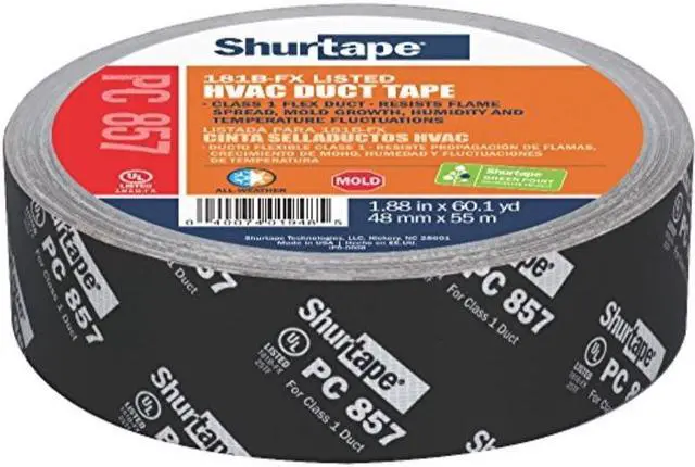 Alt view image 11 of 14 - Duct Tape,55m L,Adhesion 70 oz./in,Black SHURTAPE PC 857