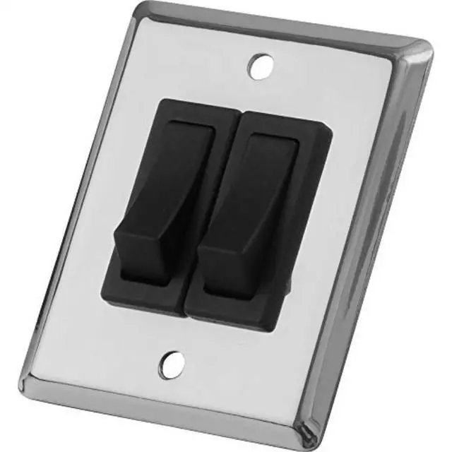 Alt view image 4 of 7 - Sea-Dog Double Gang Wall Switch - Stainless Steel