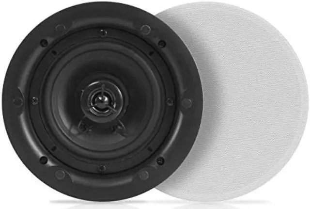 Alt view image 2 of 2 - ceiling and wall mount speaker  5.25 dual 2way audio stereo sound subwoofer sound with tweeter, 300 watts, inwall & inceiling flush mount for home surround system  1 pair  pyle pwrc53 white