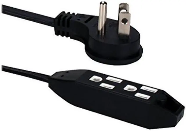 Alt view image 9 of 14 - Qvs 3-Outlet 3-Prong 10Ft Right-Angle Flat Power Extension Cord