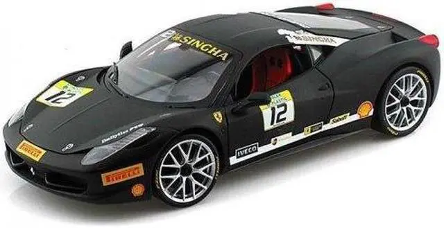 Main image of Ferrari 458 Challenge Matt Black #12 1/18 Diecast Car Model by Hot Wheels