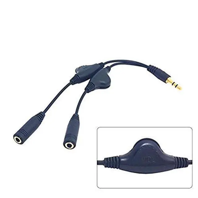 Alt view image 3 of 4 - atc black dual volume control splitter 3.5mm male stereo to double female audio headphone splitter cable