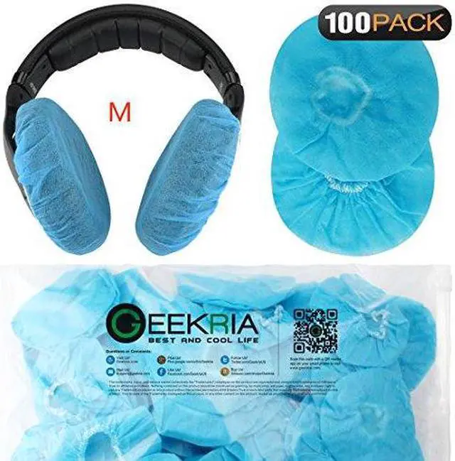 Alt view image 9 of 9 - Geekria 100 Pairs Medium Non-Woven Fabric Disposable Headphone Covers/Earphone Covers/Ear Pads Protector/Stretchable Sanitary Earcup, Fits 3.14"-4.33" Headsets (Blue)