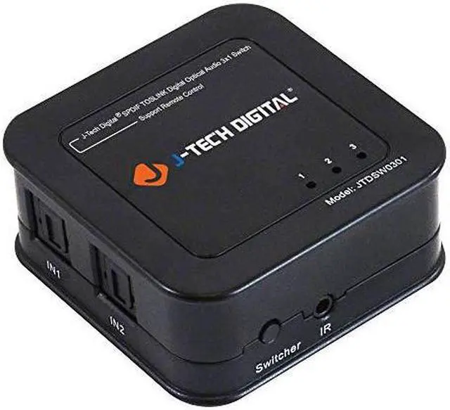 Alt view image 6 of 7 - J-Tech Digital Premium Quality SPDIF TOSLINK Digital Optical Audio 3x1 Switch with Remote Control (Three Inputs one Output)