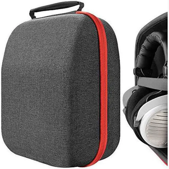 Alt view image 8 of 10 - geekria headphones case compatible with sennheiser hd800, hd598, akg k701, q701, beyerdynamic dt880, dt990 and more/hard shell large carrying case/headset travel bag black fabric