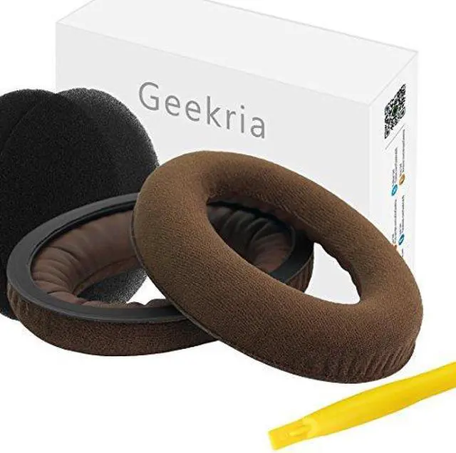Alt view image 8 of 10 - Geekria Comfort Velour Replacement Ear Pads for Sennheiser PC350 SE, HD380, HMEC250, HD380 Pro, PXC350, PC350, PXE350, HME95, Headphones Earpads, Headset Ear Cushion Repair Parts (Brown)