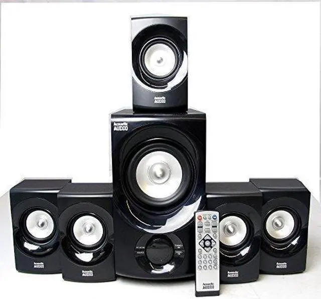 Alt view image 8 of 16 - Acoustic Audio by Goldwood AA5171 5.1 Surround Sound Bluetooth Home Entertainment System (6 Speakers, 5.1 Channels, Black with Silver)