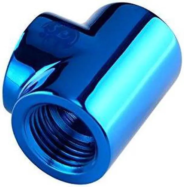 Alt view image 5 of 5 - Bitspower T-Block Fitting with Triple G1/4" Female, Royal Blue