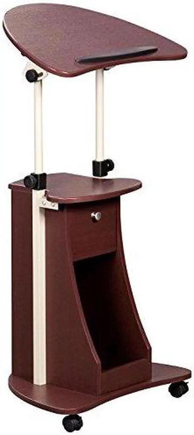 Alt view image 2 of 16 - Techni Mobili Sit-to-Stand Rolling Laptop Holder With Storage, Laptop Stand with Height Adjustable and Non Marking Caster Wheels, Chocolate