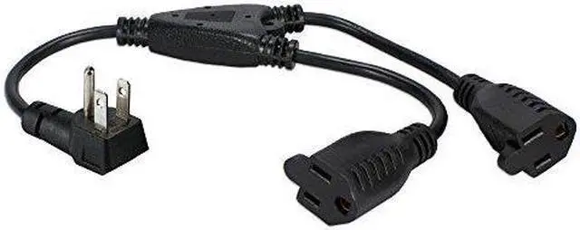 Main image of Qvs 2-Pack 12 Inches 90Degree Flat-Plug Outletsaver Ac Power Splitter Adaptor