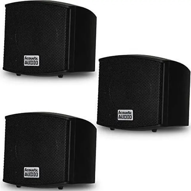 Alt view image 5 of 8 - Acoustic Audio AA321B Mountable Indoor Black Speakers 600 Watts 3 Piece Set AA321B-3S