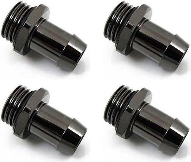 Alt view image 4 of 6 - XSPC G1/4" to 3/8" Barb Fitting for Soft Tubing, Black Chrome, 4-pack