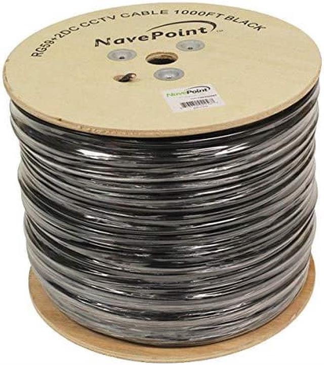 Alt view image 4 of 4 - NavePoint 1000ft RG59 Siamese 20AWG 18/2 CCTV Bulk Wire Security Camera Video Cable Black