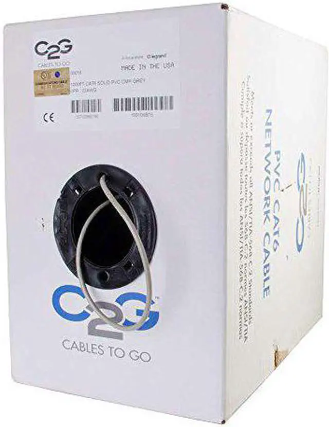 Alt view image 7 of 15 - C2G 1000FT Cat6 Bulk Unshielded Ethernet Network Cable w/ Solid Conductors, Gray
