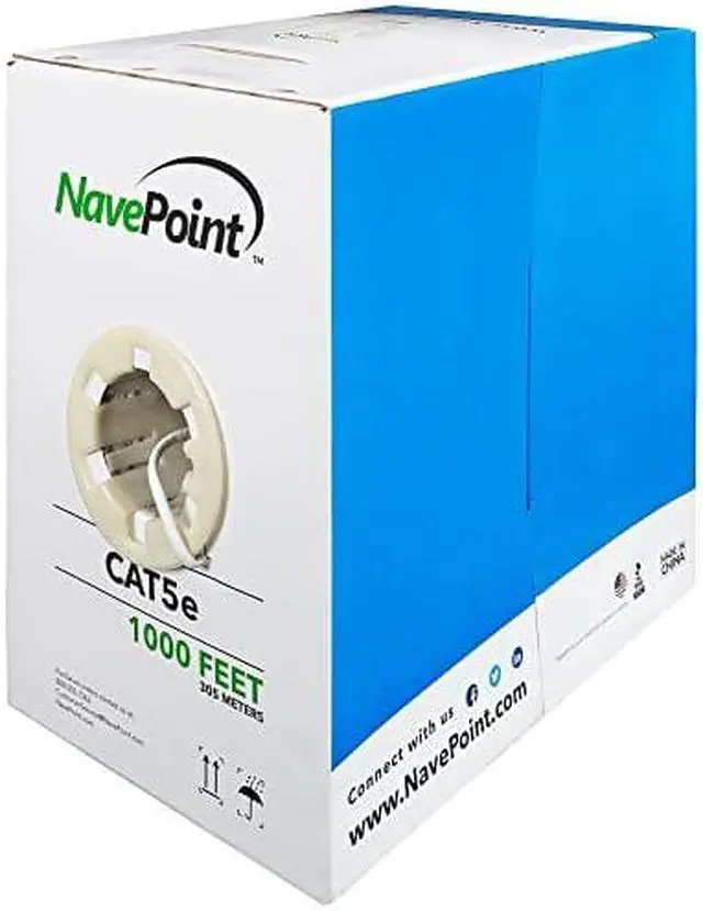 Alt view image 4 of 8 - NavePoint CAT5e 1000FT CCA UTP Cable Solid 24AWG White Network Ethernet LAN Bulk Wire RJ45