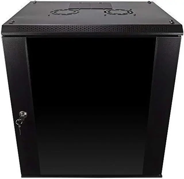 Alt view image 5 of 5 - NavePoint 12U Wall Mount  Consumer Series Server Cabinet Network Enclosure Locks, Fan