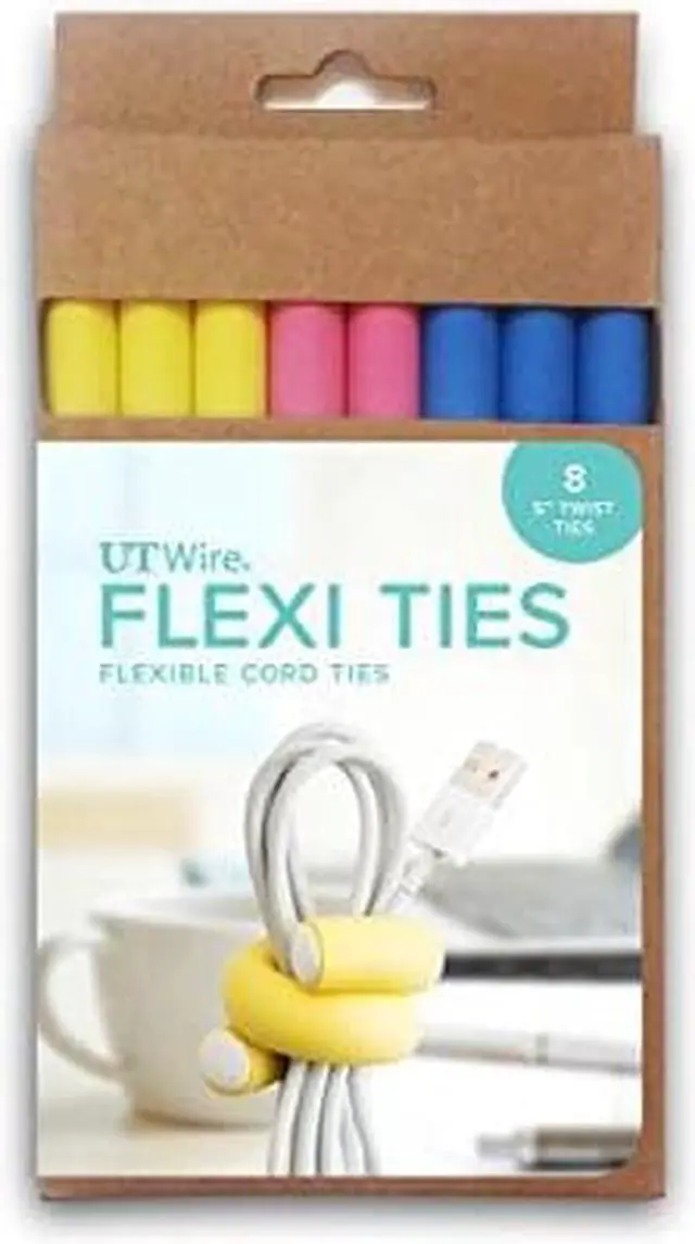 Alt view image 3 of 10 - UT Wire UTW-FT12-03 5 Inch Flexi Ties Yellow/Pink/Blue 8 Pack