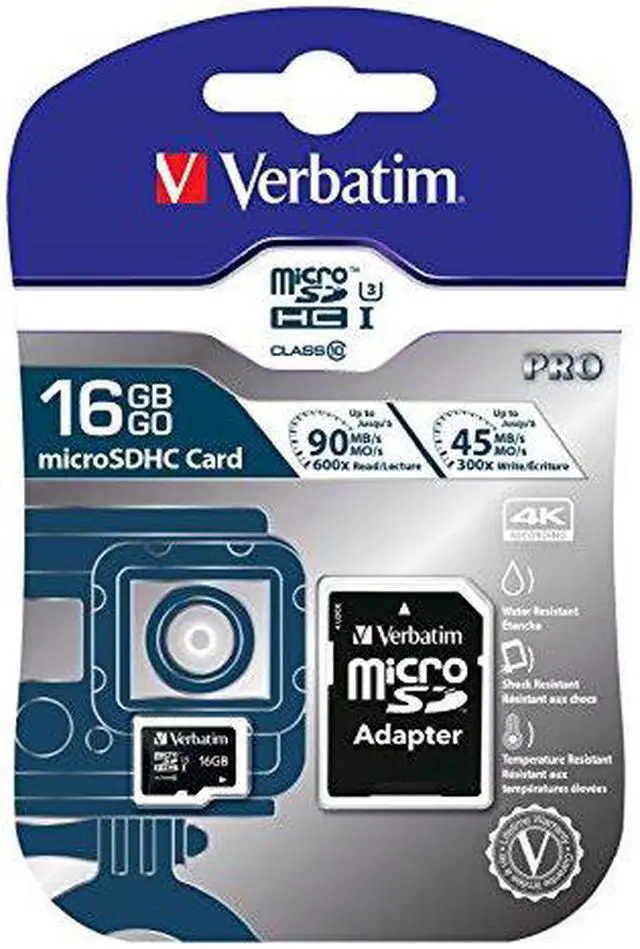 Alt view image 2 of 7 - Verbatim Memory Card microSDHC w/Adapter 16GB BK/GY 47040